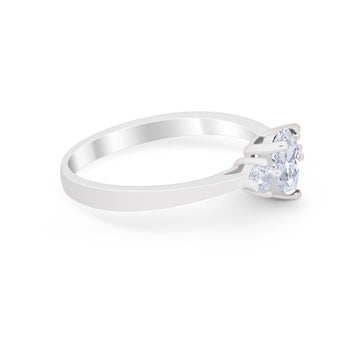 Teardrop Three Stone Wedding Ring Pear Simulated Cubic Zirconia 925 Sterling Silver